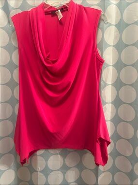 Sleeveless Draped Cowl Neck Camisole in Vibrant Pink